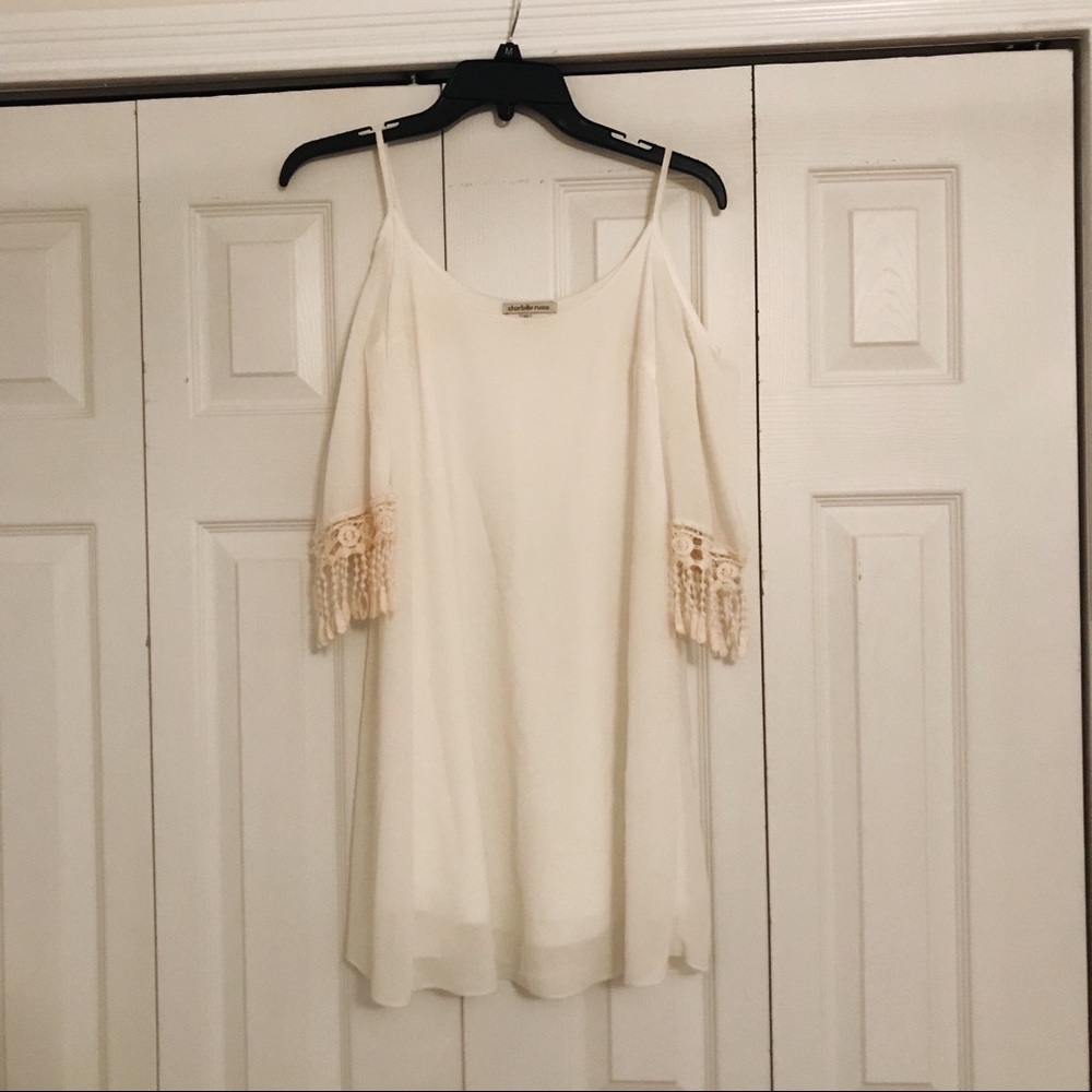 cold shoulder ivory dress